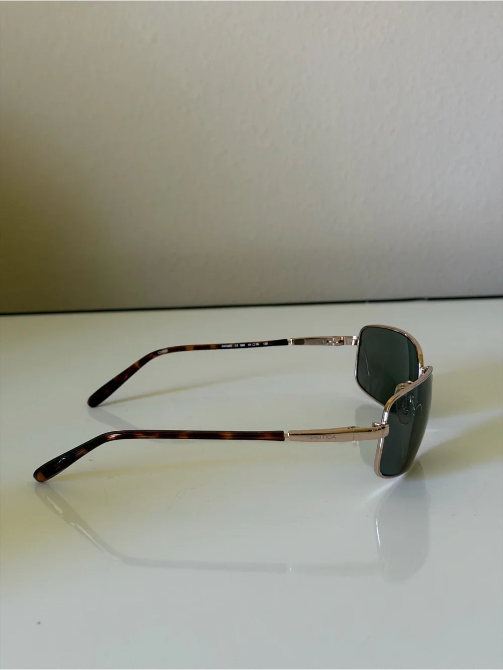 Nautica Gold-Tone Frame Sunglasses with Dark Green Lenses